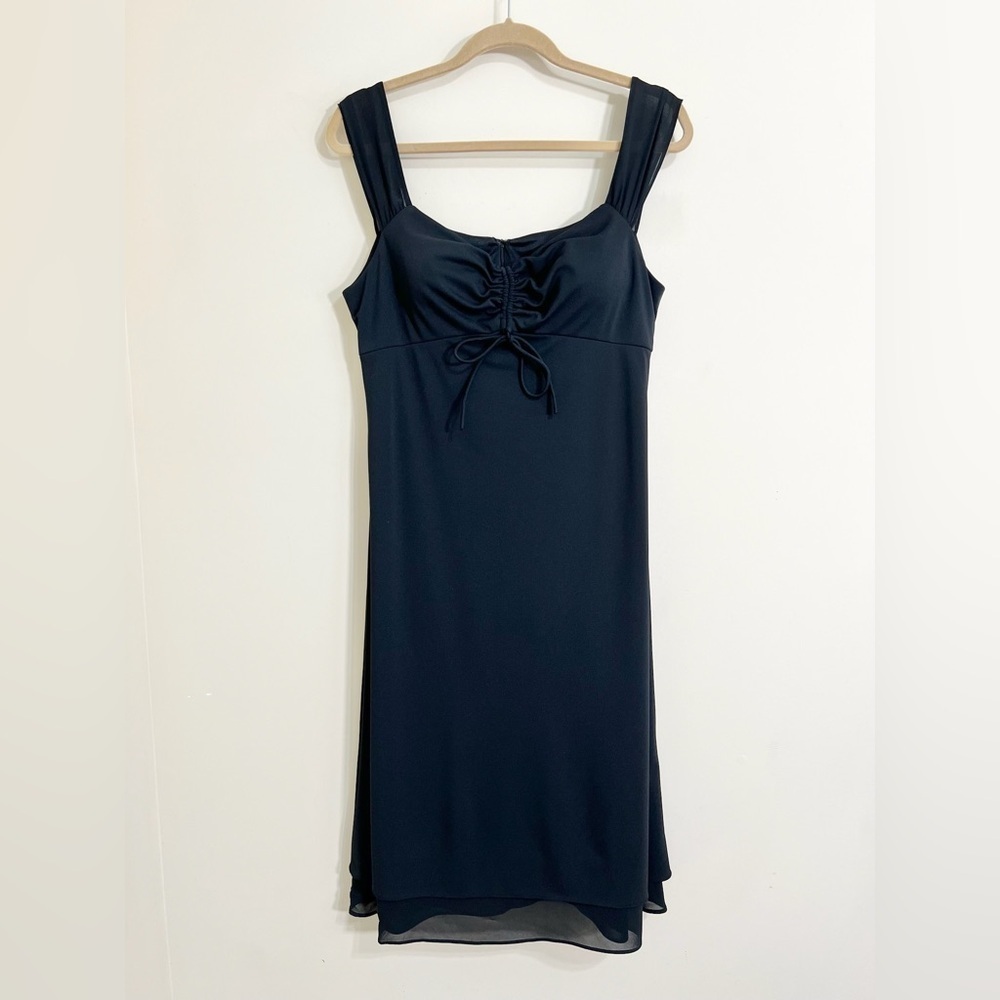DE LARU‎ Juniors Cinch Midi Black Dress 9/10 Y2K Fairy Whimsigoth Goth Grunge